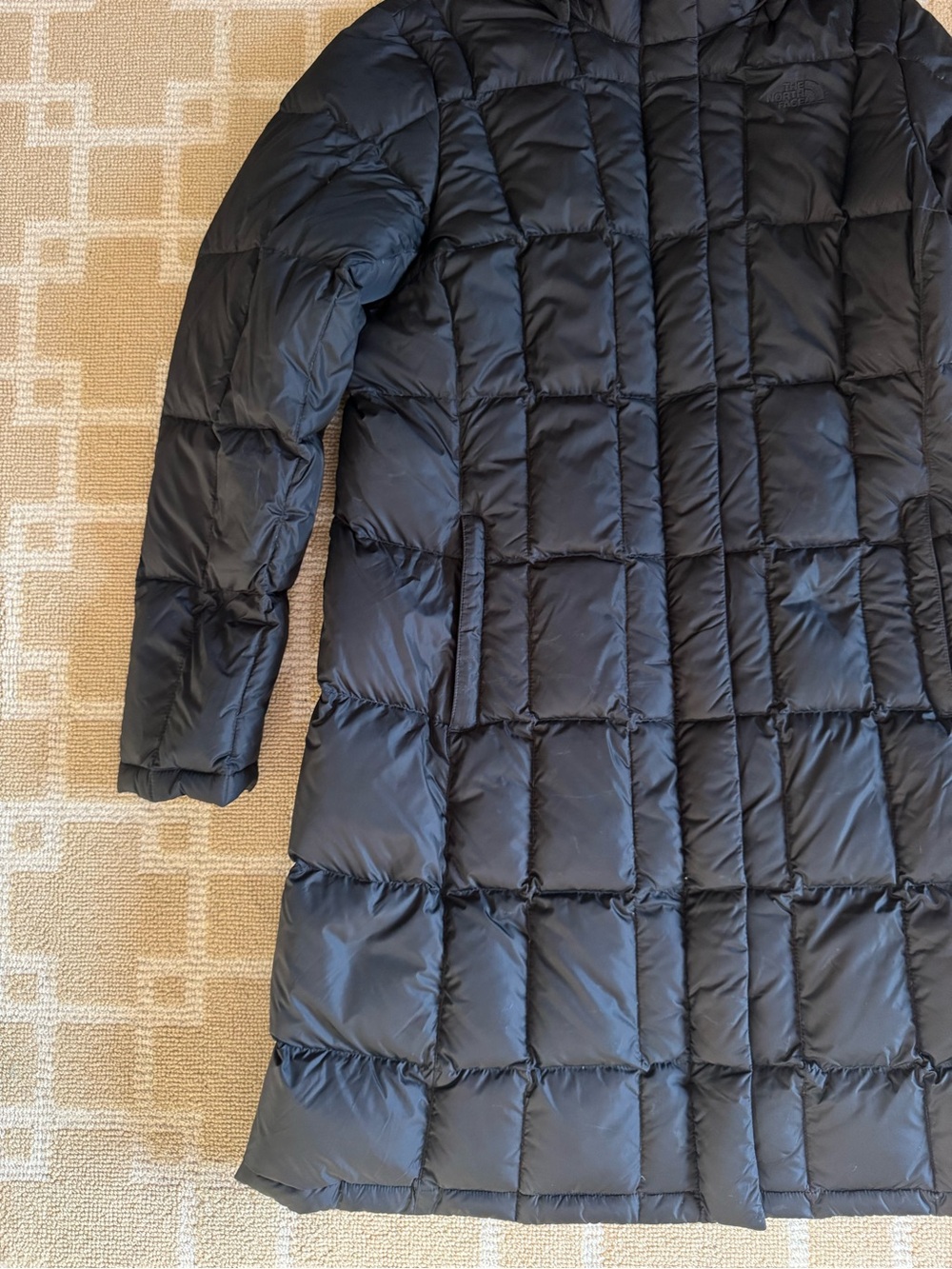 The North Face 550 Goose Down Hooded Long Puffer Parka Winter Coat Black Large - Picture 15 of 16